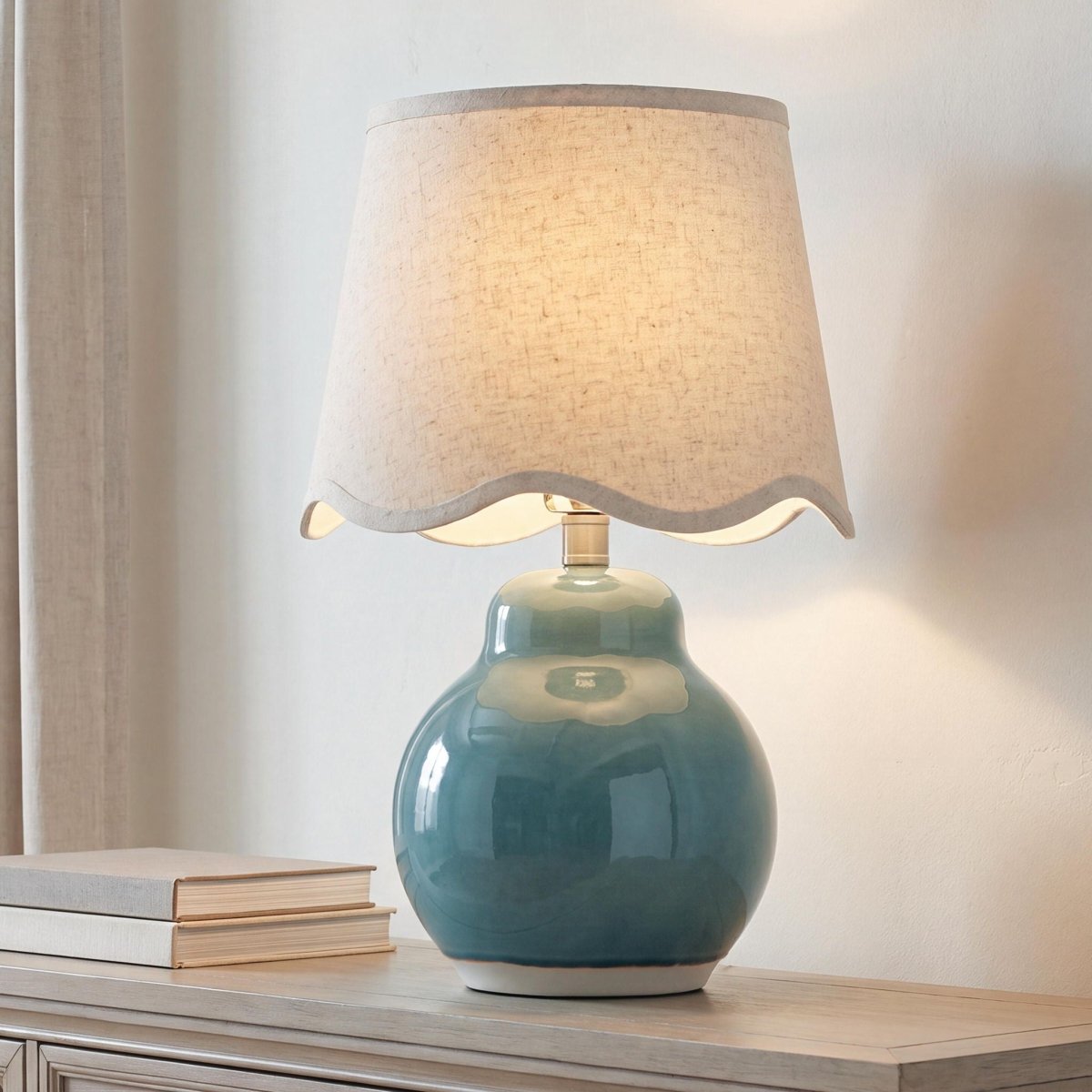 Byronburg - Ceramic Table Lamp - Blue / Beige Table Lamps by Signature Design by Ashley® - Walls Furniture & Mattress