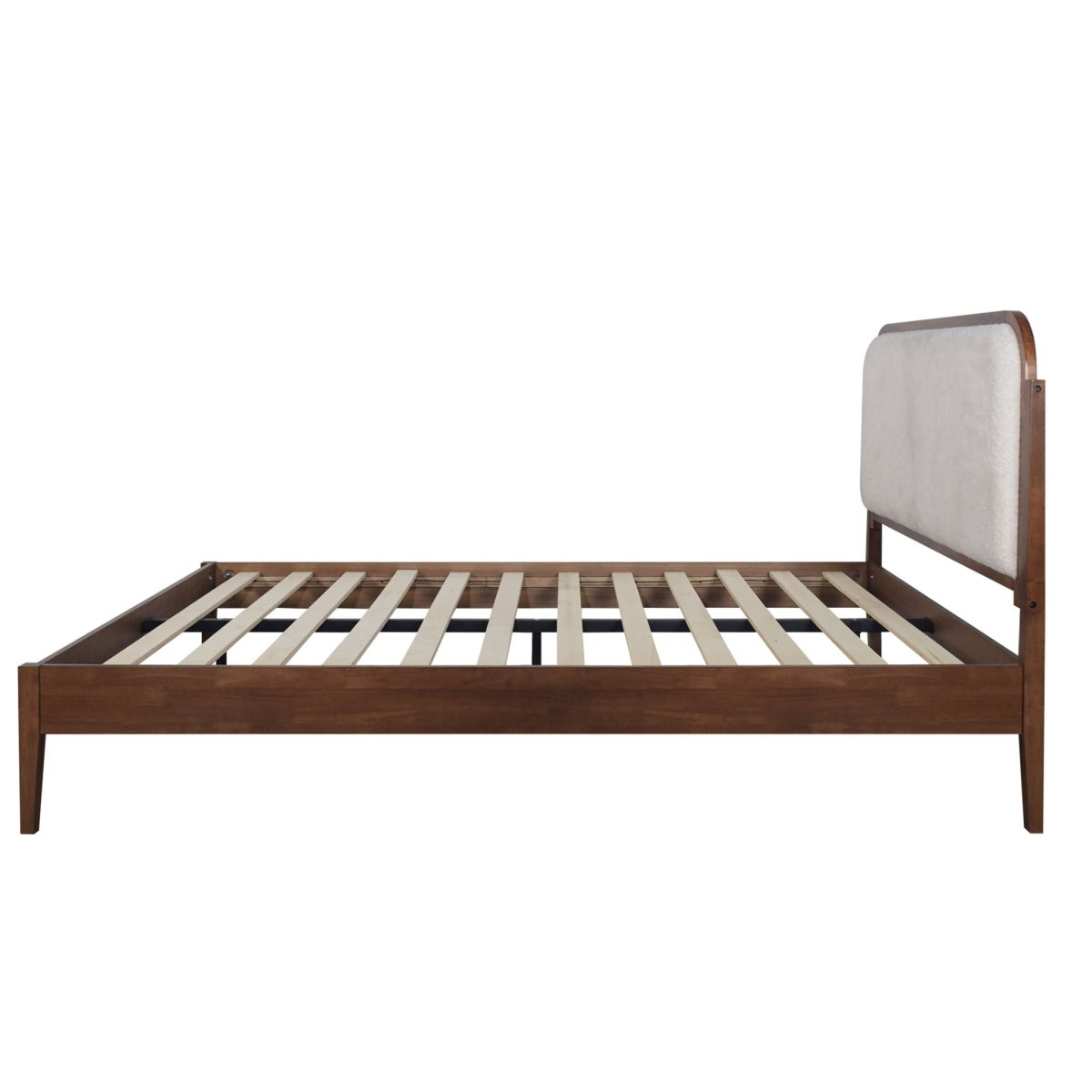 Hawthorne - 5/0 Queen Platform Bed With White Upholstered Headboard - Brown Platform Beds by New Classic - Walls Furniture & Mattress