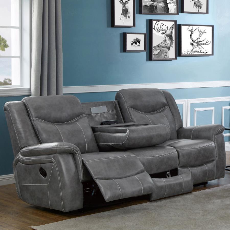 Conrad - Upholstered Padded Arm Motion Sofa - Gray Reclining Sofas by CoasterEveryday - Walls Furniture & Mattress