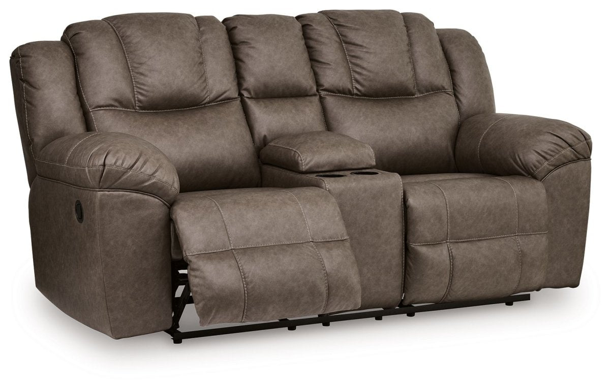 Lowilla - Double Reclining Loveseat With Console - Driftwood Reclining Loveseats by Signature Design by Ashley® - Walls Furniture & Mattress