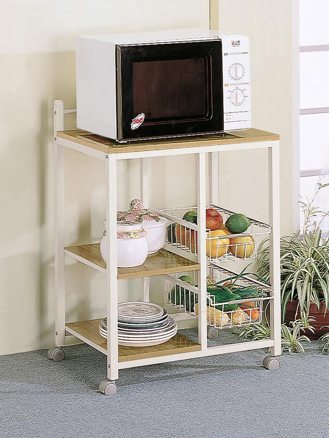 Kelvin - 2 - Shelf Mobile Kitchen Cart - Natural Brown And White Carts by CoasterEveryday - Walls Furniture & Mattress