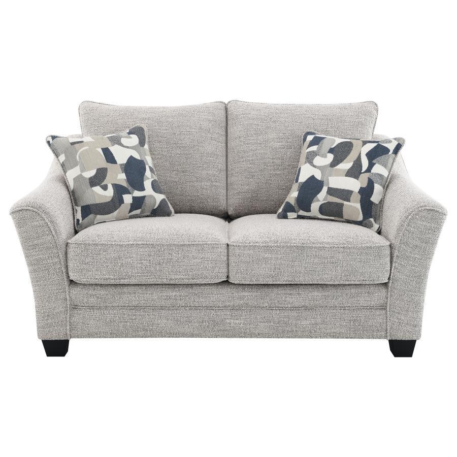 Tomkins - Boucle Upholstered Loveseat - Light Gray Stationary Loveseats by Coaster Fine Furniture - Walls Furniture & Mattress