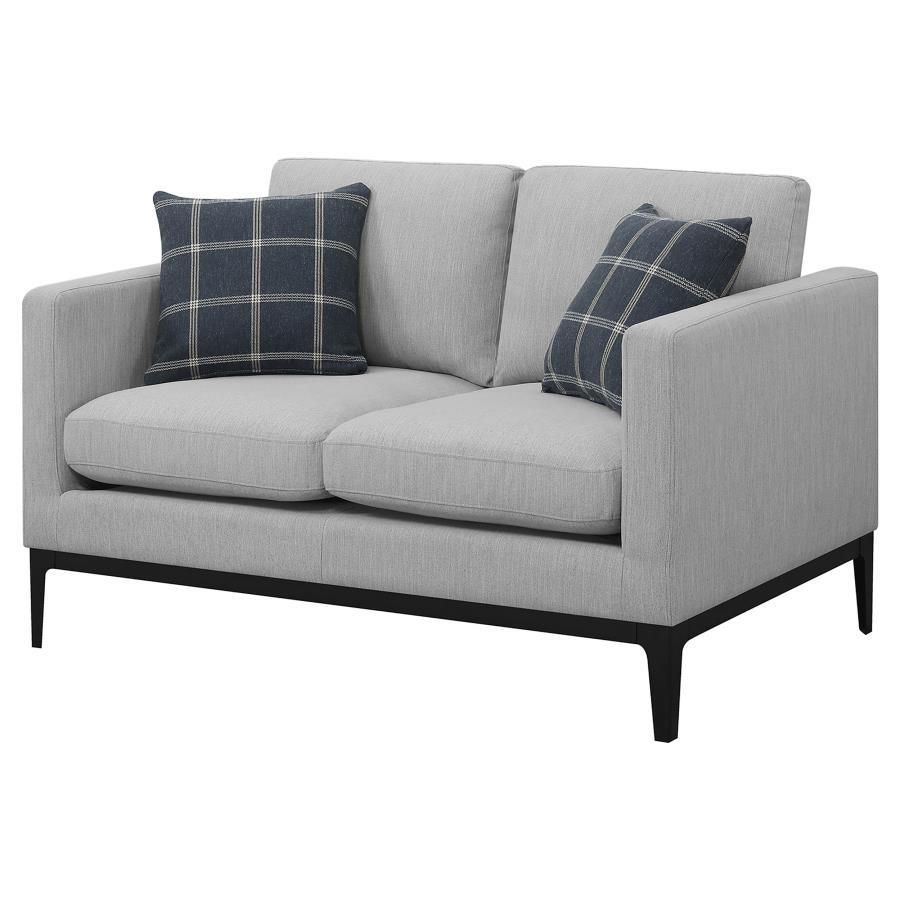 Apperson - Upholstered Track Arm Loveseat - Light Gray Stationary Loveseats by CoasterElevations - Walls Furniture & Mattress