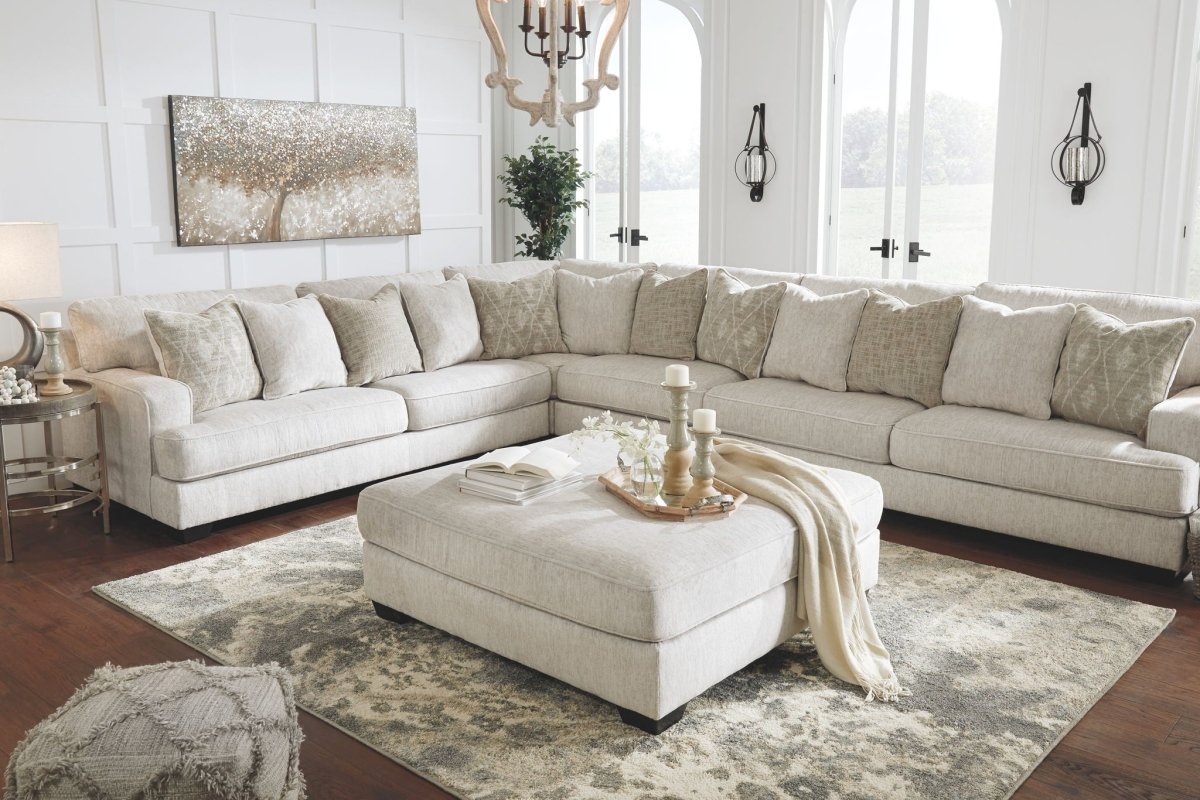 Rawcliffe - Oversized Accent Ottoman - Parchment Accent Ottomans by Signature Design by Ashley® - Walls Furniture & Mattress