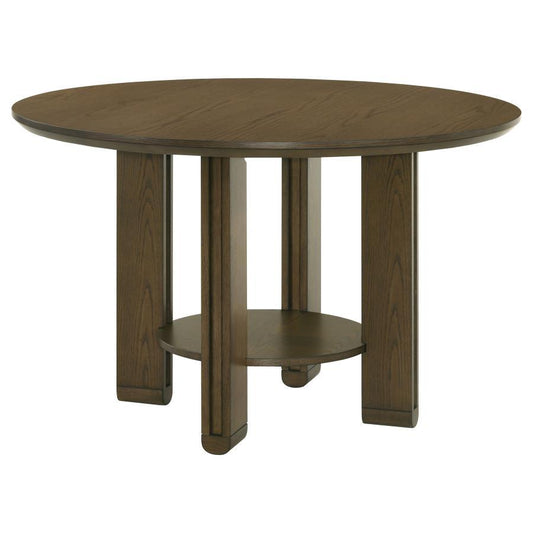 Ottowa - Round Wood Dining Table With Shelf - Brown Dining Tables by Coaster Fine Furniture - Walls Furniture & Mattress