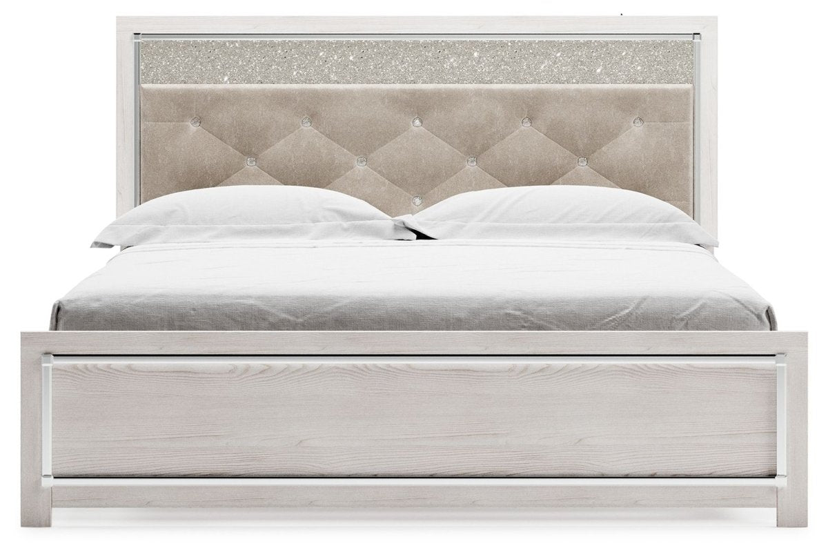 Altyra - King Panel Bed With Upholstered Headboard - White Panel Beds by Signature Design by Ashley® - Walls Furniture & Mattress