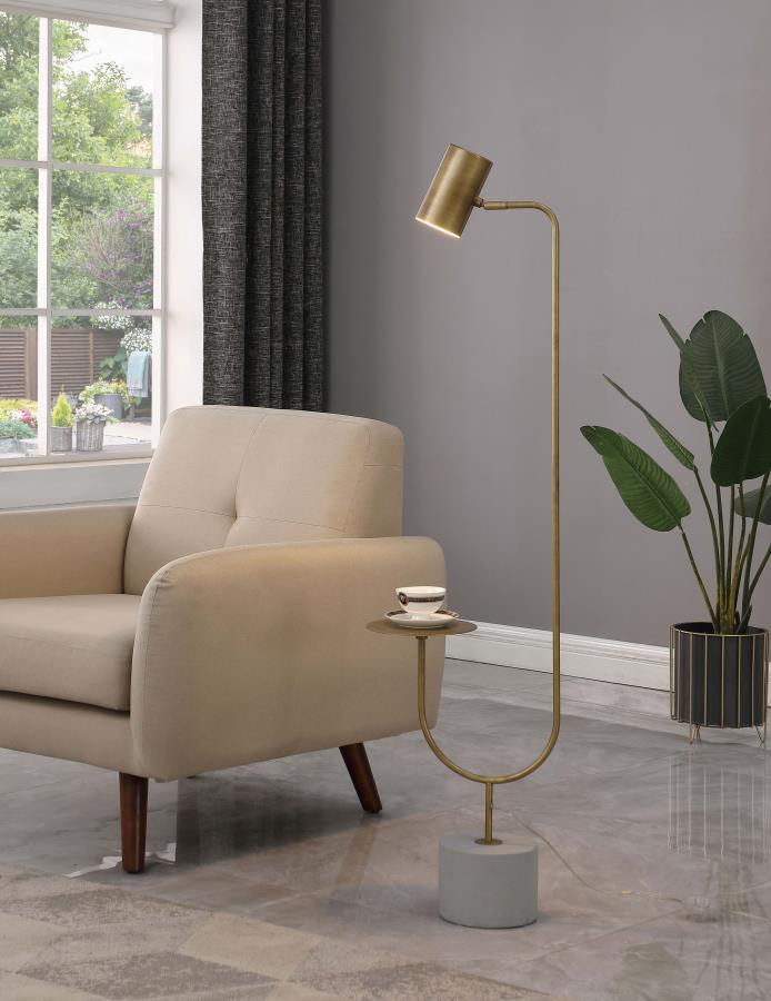 Jodie - Adjustable Floor Lamp Side Table - Antique Brass Floor Lamps by CoasterEssence - Walls Furniture & Mattress
