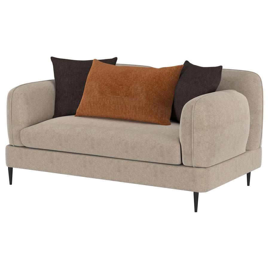 Jade - Chenille Upholstered Modern Track Arm Loveseat Stationary Loveseats by Coaster Fine Furniture - Walls Furniture & Mattress