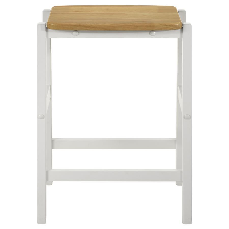Edgeworth - Wood Backless Counter Stool (Set of 2) - White Stool Sets by Coaster Fine Furniture - Walls Furniture & Mattress