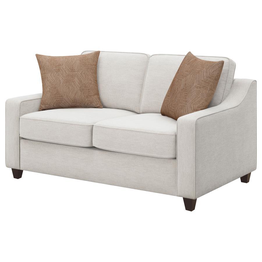 Christine - Upholstered Sloped Arm Loveseat - Beige Stationary Loveseats by CoasterElevations - Walls Furniture & Mattress