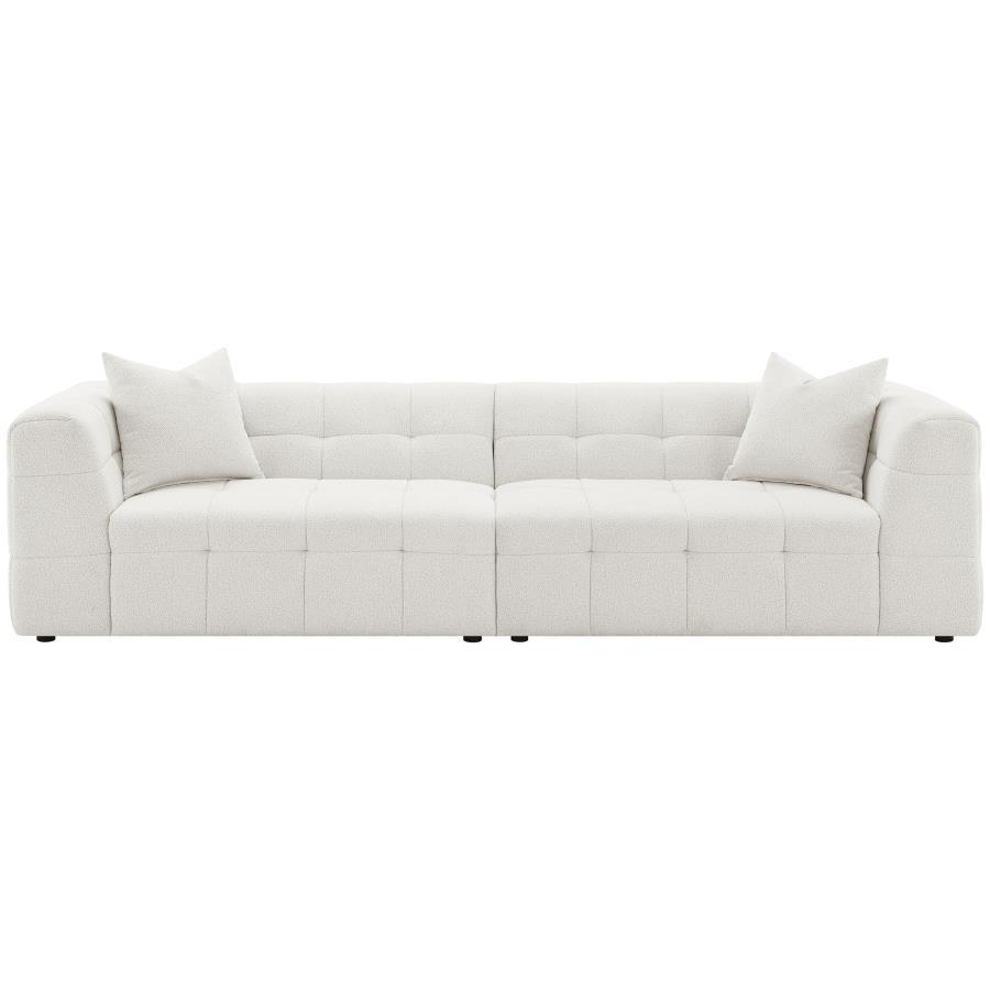 Everly - Boucle Upholstered Extra Long Sofa - White Stationary Sofas by Coaster Fine Furniture - Walls Furniture & Mattress