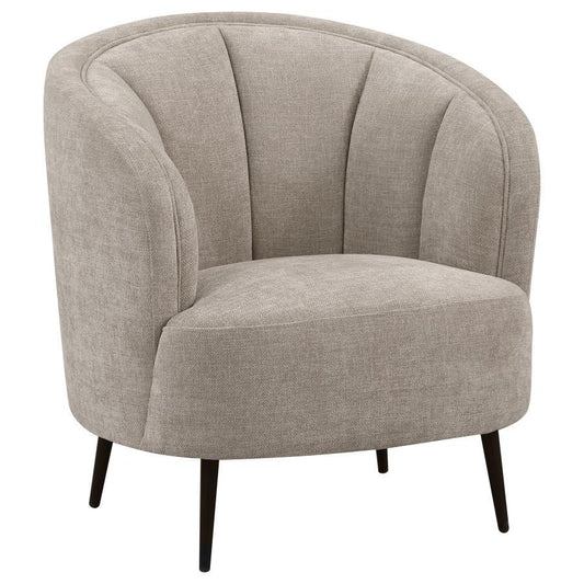Ellorie - Upholstered Channel Back Curved Chair - Beige Arm Chairs by Coaster Fine Furniture - Walls Furniture & Mattress