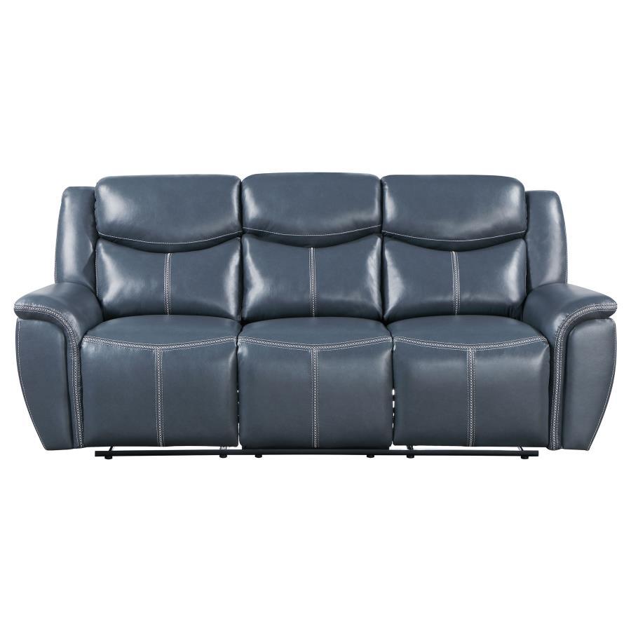 Sloane - Upholstered Padded Arm Reclining Sofa - Blue Reclining Sofas by Coaster Fine Furniture - Walls Furniture & Mattress