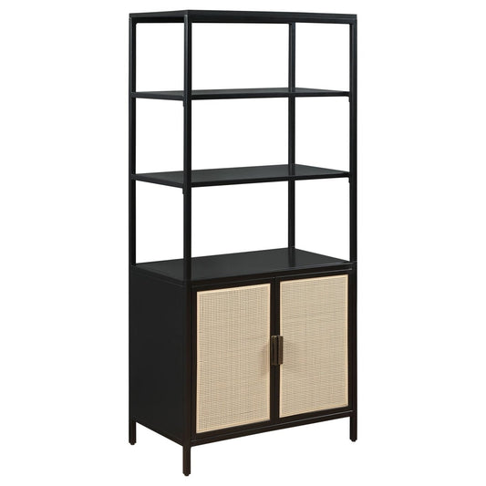 Amherst - 3 - Shelf Radio Weave Cane Metal Accent Cabinet Accent Cabinets by Coaster Fine Furniture - Walls Furniture & Mattress