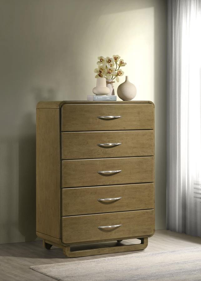 Amsbury - 5 - Drawer Chest Of Drawers - Nutmeg Accent Chests by Coaster Fine Furniture - Walls Furniture & Mattress