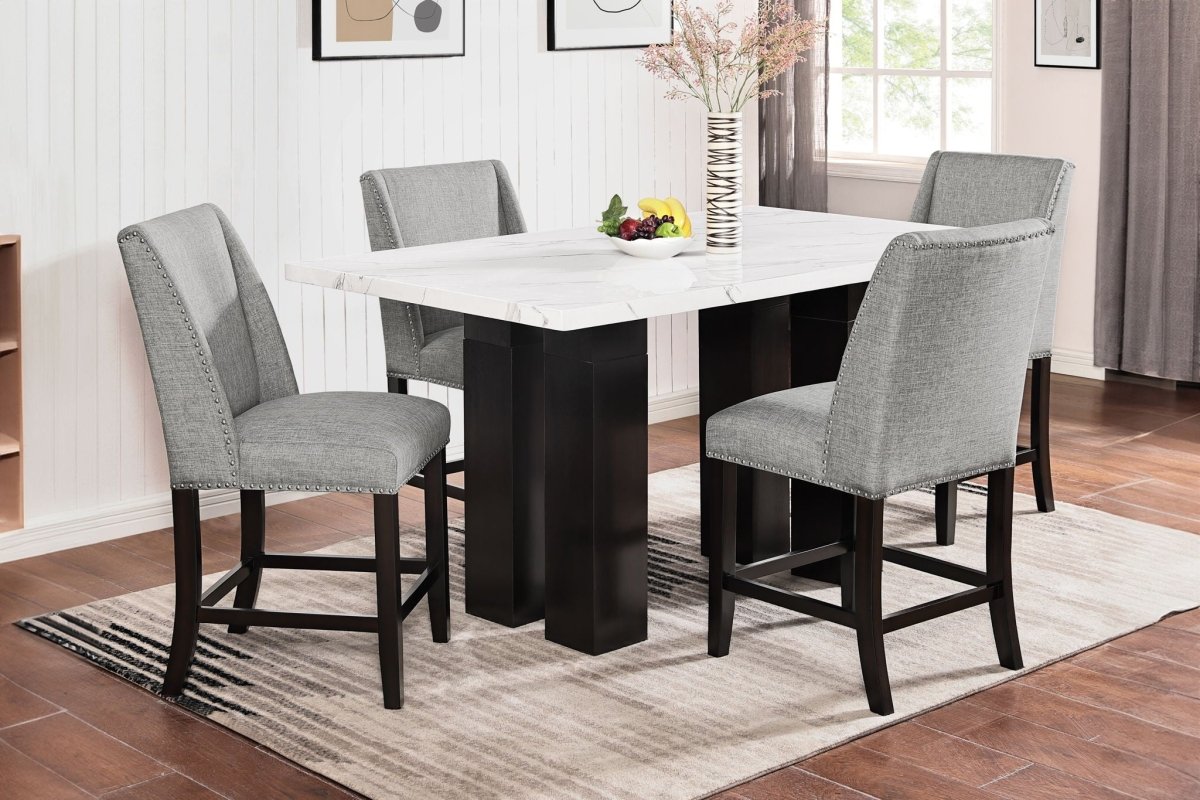 Faust - Adjustable Table With 4 Counter Chair - Gray 5 Piece Dining Room Sets by New Classic - Walls Furniture & Mattress