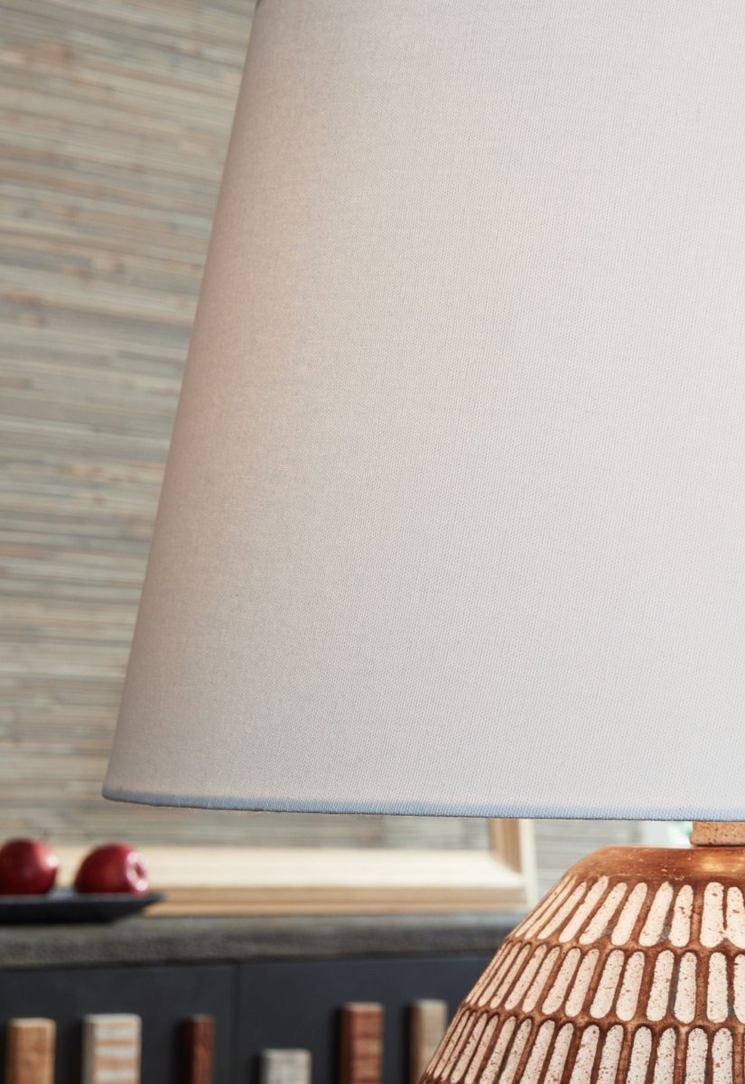Darrich - Metal Table Lamp - Beige / White Table Lamps by Signature Design by Ashley® - Walls Furniture & Mattress