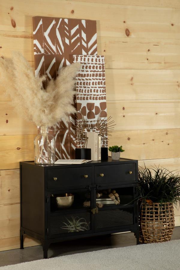 Sadler - 2 - Drawer Metal Accent Storage Cabinet - Matte Black Accent Cabinets by CoasterElevations - Walls Furniture & Mattress