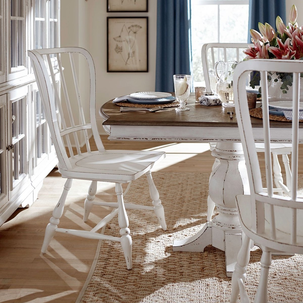 Magnolia Manor - Double Pedestal Table Set 5 Piece Dining Room Sets by Liberty Furniture - Walls Furniture & Mattress