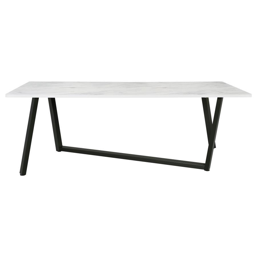 Mayer - Rectangular Faux Marble Dining Table - White Dining Tables by CoasterEssence - Walls Furniture & Mattress