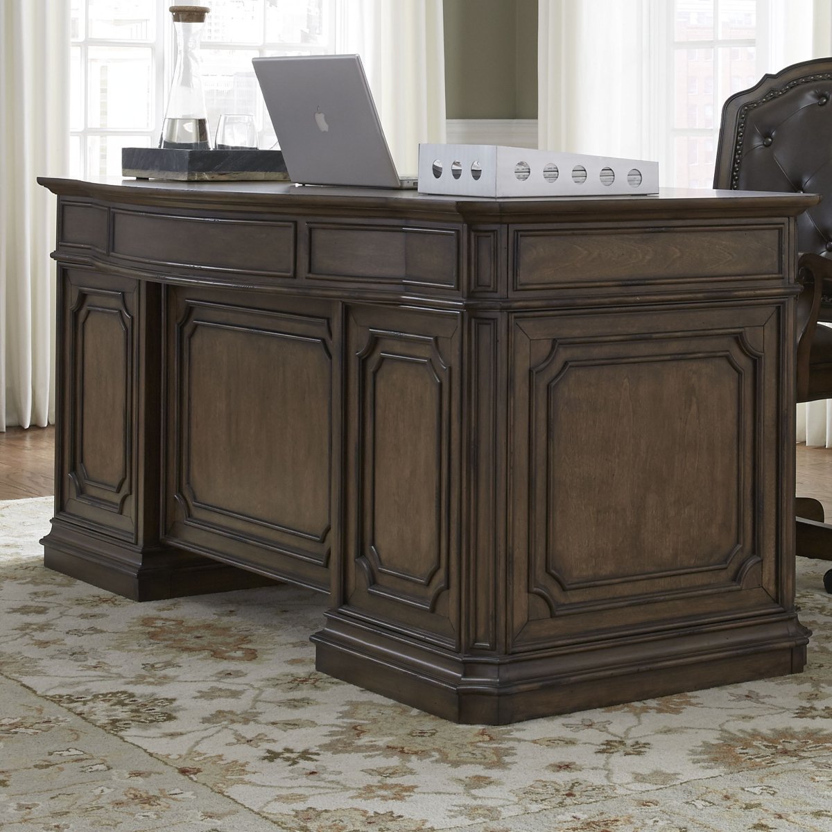Amelia - Jr Executive Desk - Dark Brown Executive Desks by Liberty Furniture - Walls Furniture & Mattress