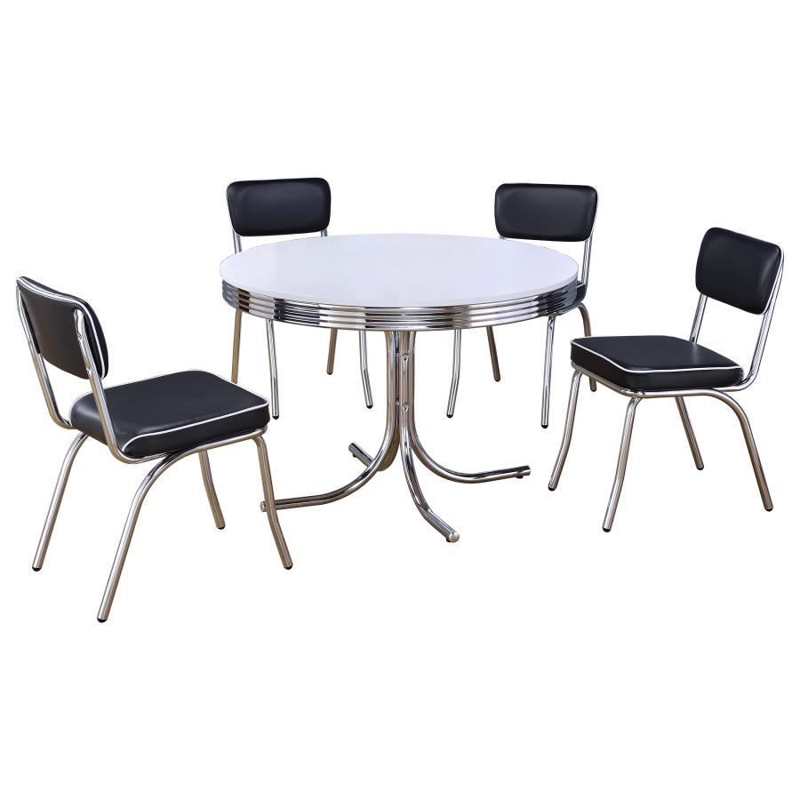 Retro - Round Dining Table Set 5 Piece Dining Room Sets by CoasterEveryday - Walls Furniture & Mattress