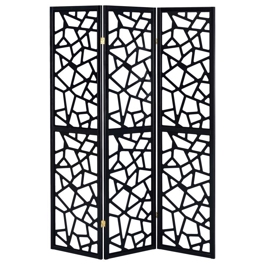 Nailan - 3 - Panel Room Divider Folding Screen Open Mosaic - Black Room Dividers by CoasterEveryday - Walls Furniture & Mattress