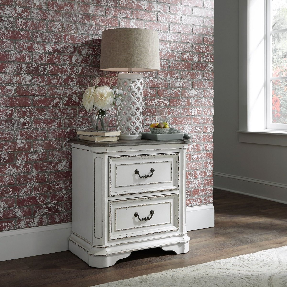 Magnolia Manor - 2 Drawer Night Stand Accent Nightstands by Liberty Furniture - Walls Furniture & Mattress