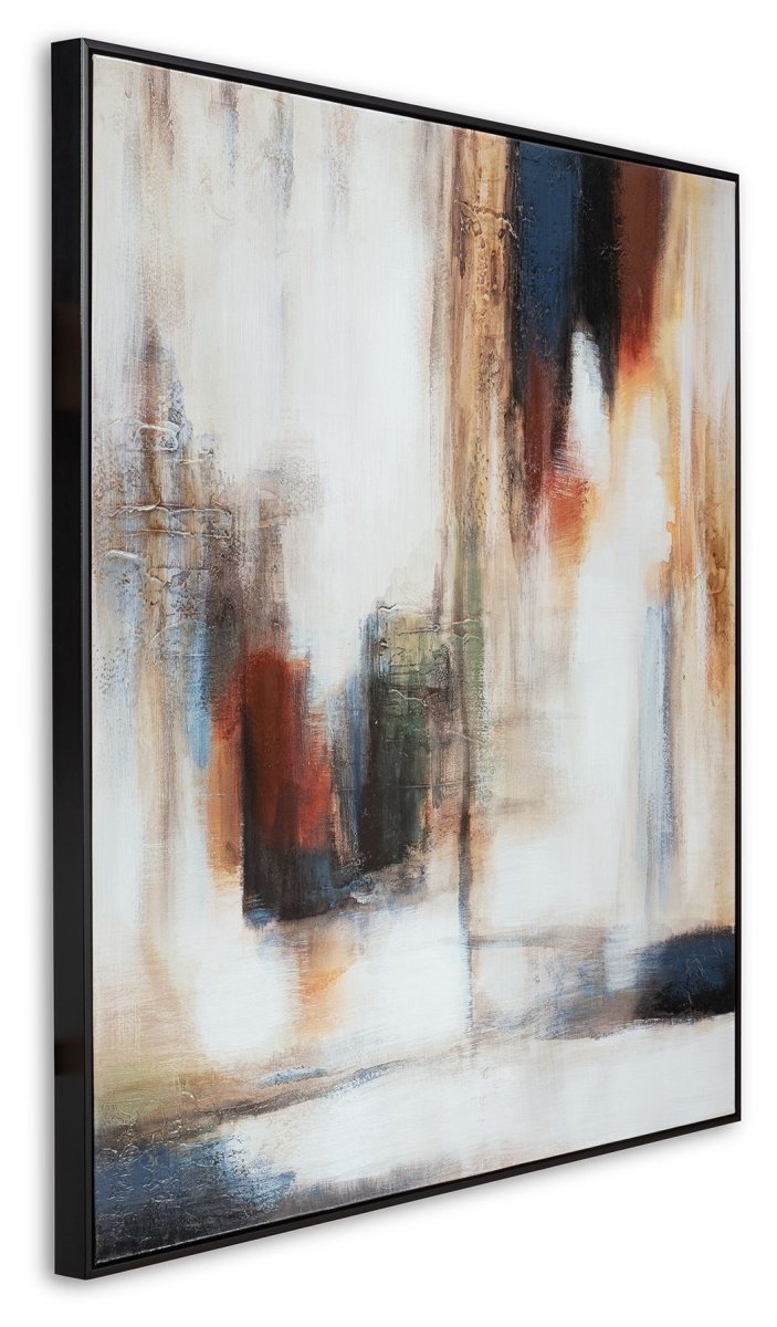 Pigeonford - Wall Art - White / Teal / Gold Canvas Art by Signature Design by Ashley® - Walls Furniture & Mattress