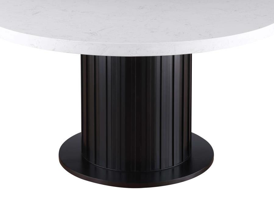 Sherry - Round Marble Top Dining Table - Rustic Espresso Dining Tables by CoasterEssence - Walls Furniture & Mattress