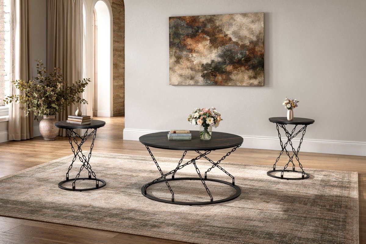 Doran - Occasional Table Set (1 Coffee & 2 End Tables) - Dark Brown / Black Table Sets by New Classic - Walls Furniture & Mattress