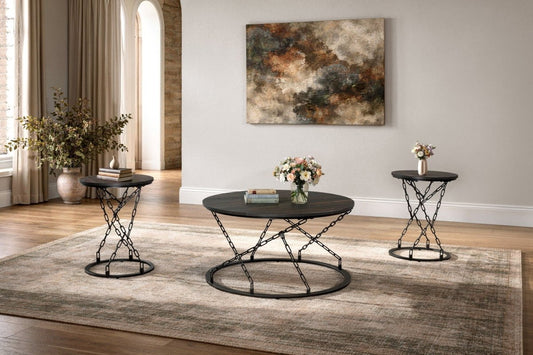 Doran - Occasional Table Set (1 Coffee & 2 End Tables) - Dark Brown / Black Table Sets by New Classic - Walls Furniture & Mattress