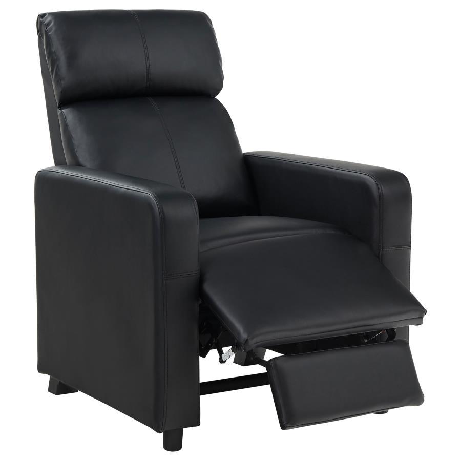 Toohey - Upholstered Home Theater Push Back Recliner - Black Reclining Chairs by CoasterEveryday - Walls Furniture & Mattress