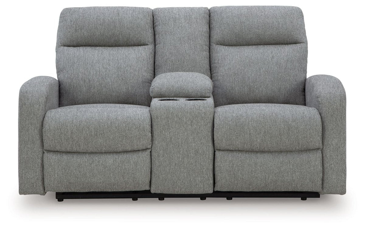 Gauntlet - Double Recline Loveseat With Console - Sterling Reclining Loveseats by Signature Design by Ashley® - Walls Furniture & Mattress