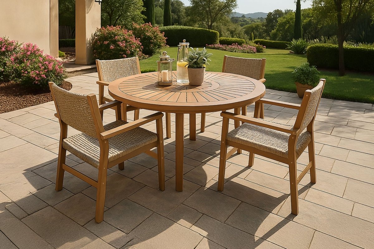 Sunray - Patio 50" Round Dining Table - Natural Dining Tables by New Classic - Walls Furniture & Mattress