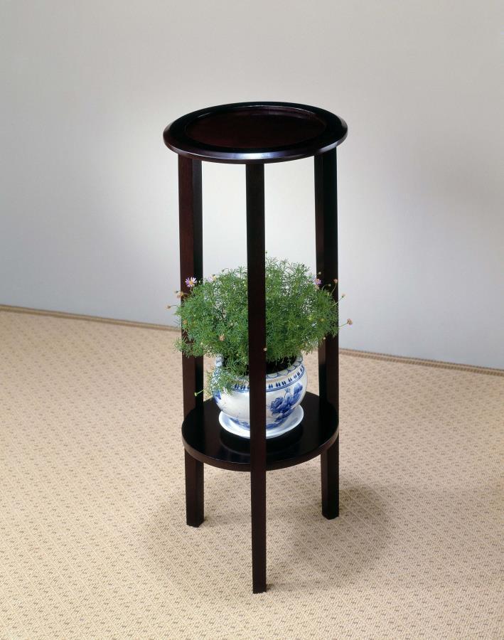 Kirk - 1 - Shelf Round Wood Plant Stand Side Table - Espresso Side Tables by CoasterEveryday - Walls Furniture & Mattress