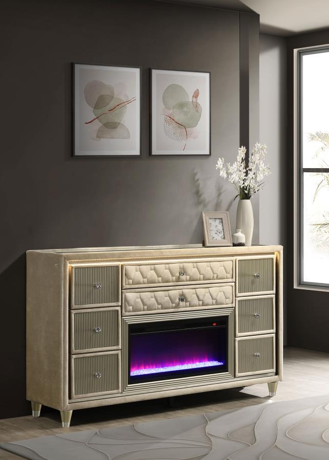 Lorient - 8 - Drawer LED Bedroom Flame Box Dresser Dressers by Coaster Fine Furniture - Walls Furniture & Mattress