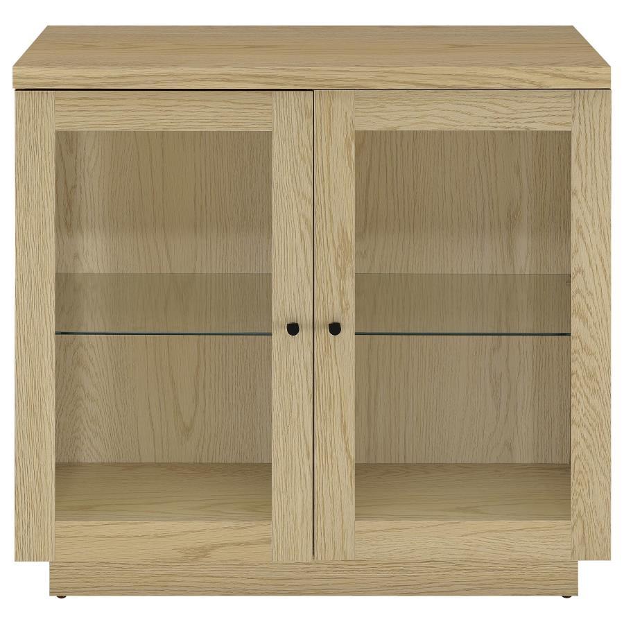 Tilbury - 2 - Door Glass Front Accent Display Cabinet - Light Oak Display Cabinets by Coaster Fine Furniture - Walls Furniture & Mattress
