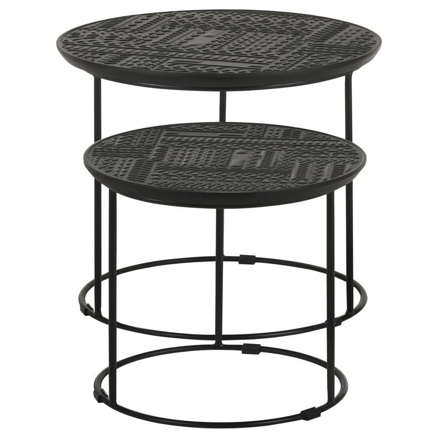 Loannis - 2 Piece Round Mango Wood Nesting Table - Matte Black Nesting Tables by CoasterEssence - Walls Furniture & Mattress