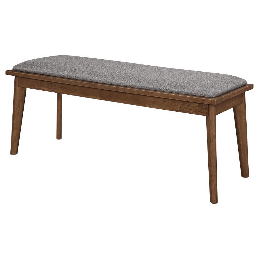 Alfredo - Upholstered Dining Bench - Gray And Natural Walnut Upholstered Benches by CoasterEveryday - Walls Furniture & Mattress