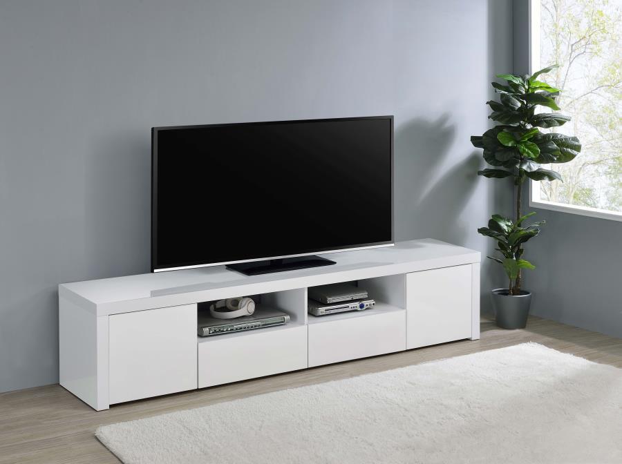 Jude - 2 Door Engineered Wood TV Stand - High Gloss White TV Stands by Coaster Fine Furniture - Walls Furniture & Mattress