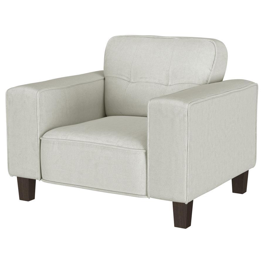Deerhurst - Upholstered Track Arm Tufted Accent Chair - Greige Arm Chairs by Coaster Fine Furniture - Walls Furniture & Mattress
