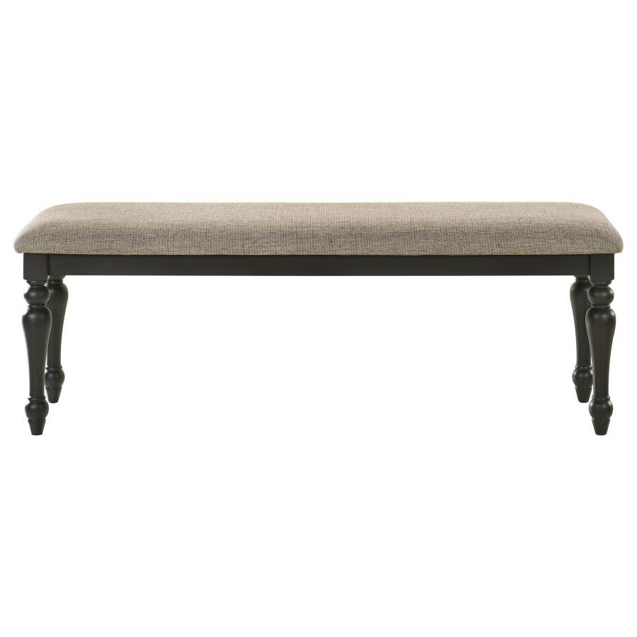 Bridget - Fabric Upholstered Dining Bench - Stone And Charcoal Upholstered Benches by Coaster Fine Furniture - Walls Furniture & Mattress