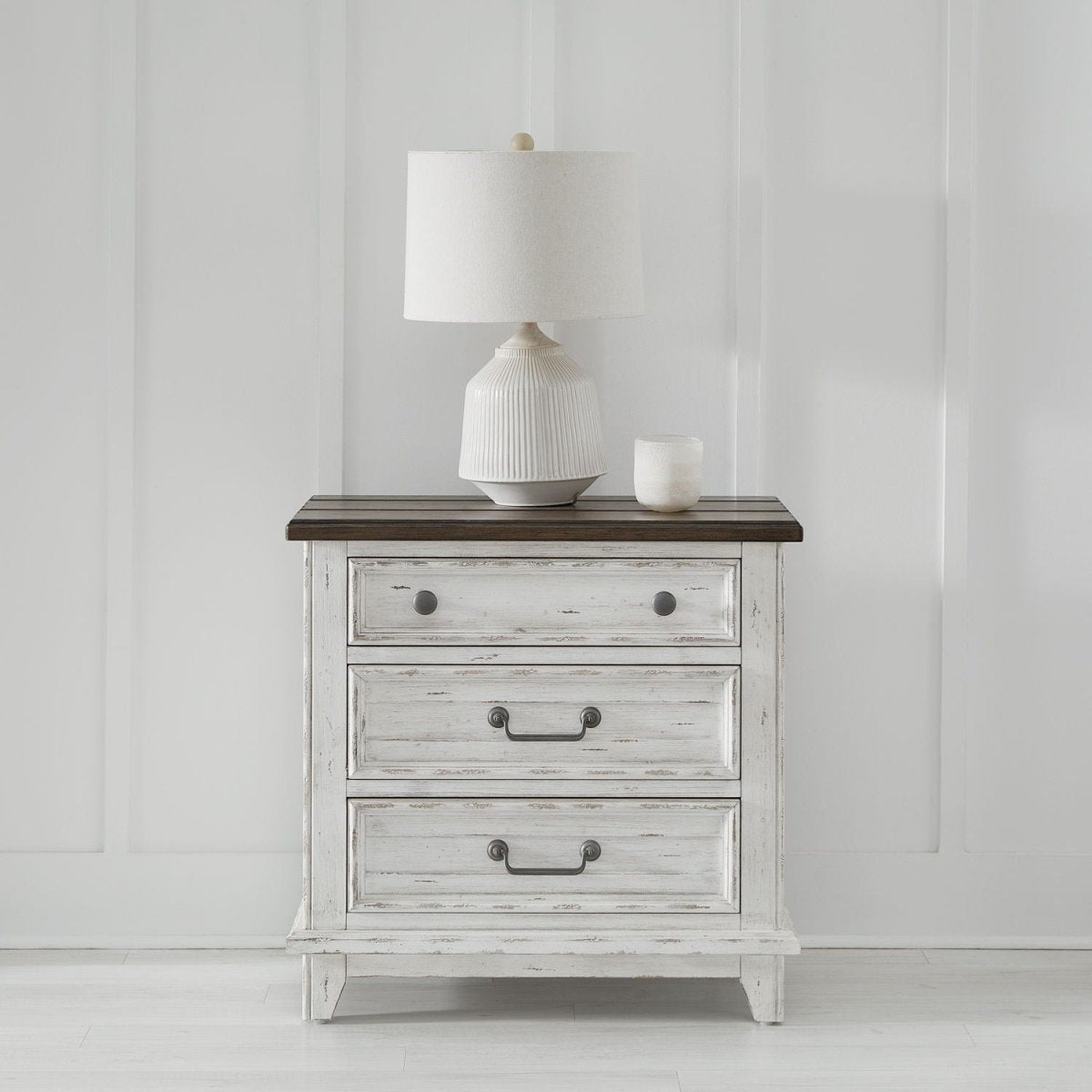 River Place - 3 Drawer Nightstand With Charging Station - White Nightstands w/ Charging Stations by Liberty Furniture - Walls Furniture & Mattress