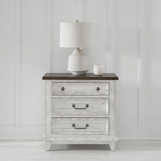River Place - 3 Drawer Nightstand With Charging Station - White Nightstands w/ Charging Stations by Liberty Furniture - Walls Furniture & Mattress
