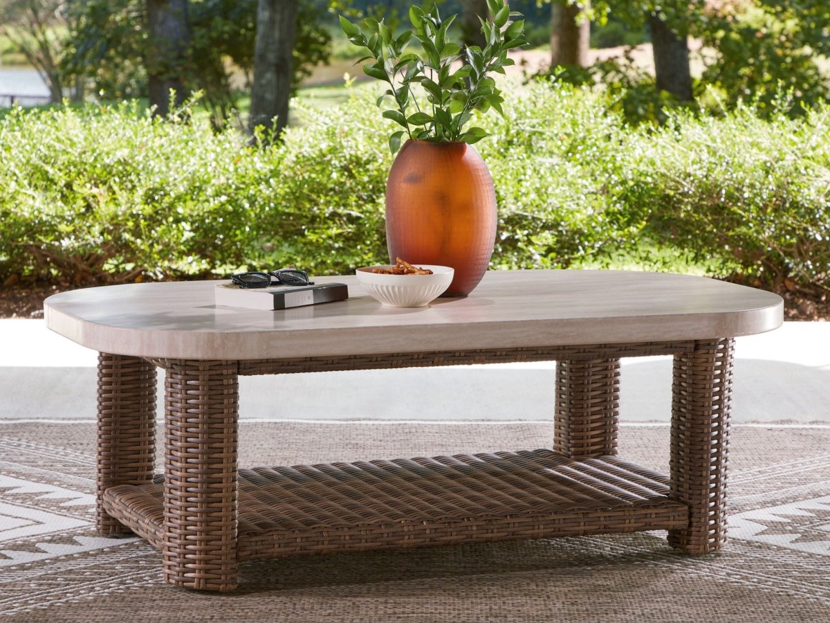 Dolan Creek - Rectangular Cocktail Table - Beige / Brown Coffee Tables by Signature Design by Ashley® - Walls Furniture & Mattress