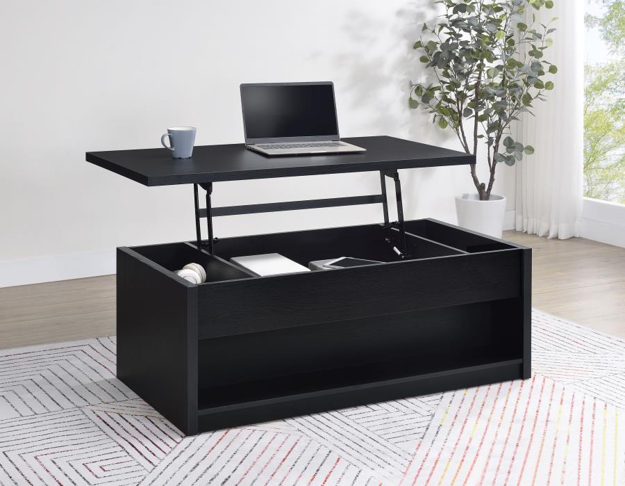 Knapp - Lift Top Cocktail Coffee Table With Dual Drawers - Black Coffee Tables by Coaster Fine Furniture - Walls Furniture & Mattress