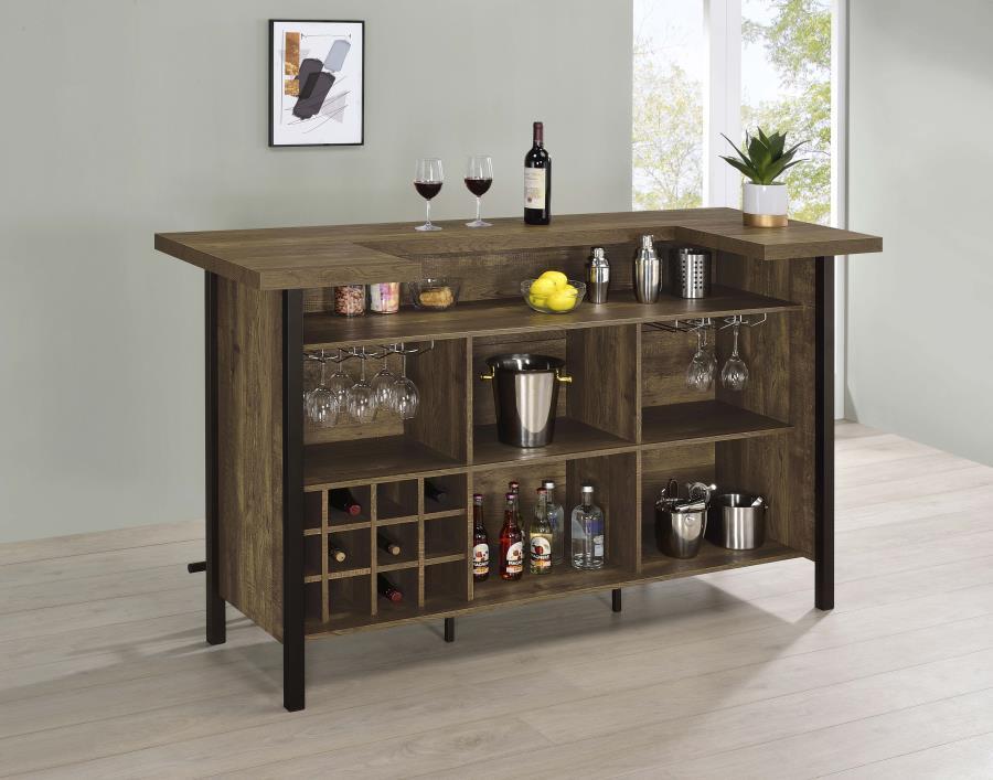 Bellemore - Freestanding Home Bar Wine Cabinet - Rustic Oak Wine Cabinets by CoasterEssence - Walls Furniture & Mattress