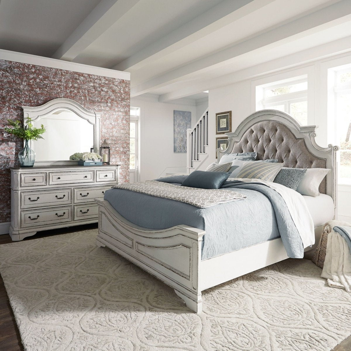 Magnolia Manor - Upholstered Bedroom Set 3 Piece Bedroom Sets by Liberty Furniture - Walls Furniture & Mattress