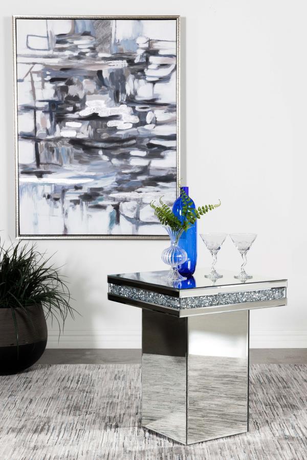 Elora - Square Mirrored Accent Side Table - Silver Side Tables by CoasterElevations - Walls Furniture & Mattress